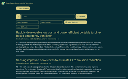 screenshot of search engine